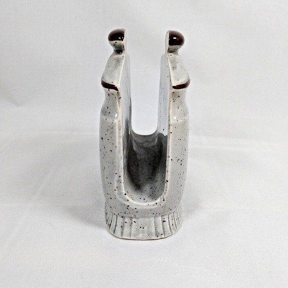 Vintage 1970's Napkin Holder Ceramic 'Home Sweet Home' Japan Gray Brown Flowers - Picture 2 of 7